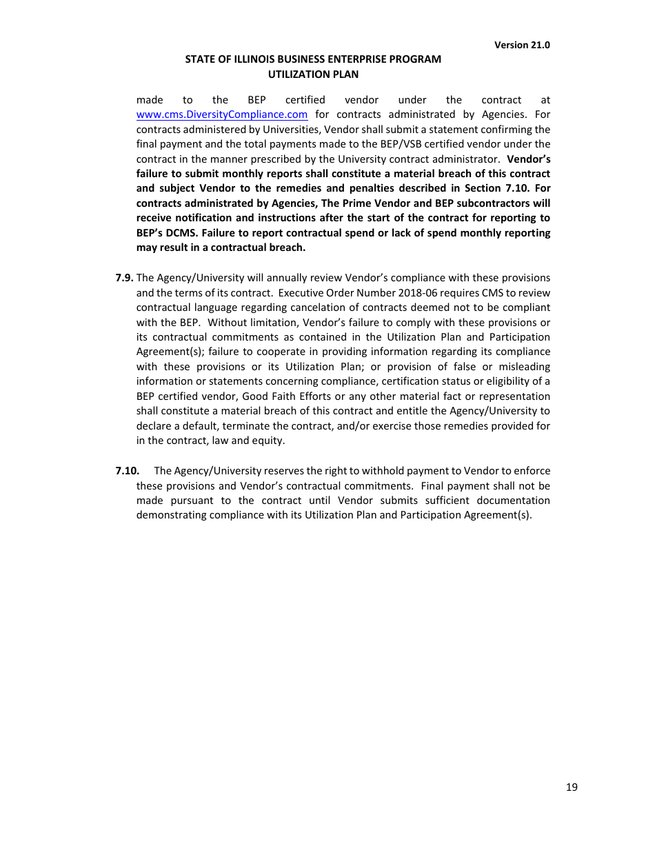 Utilization Plan - State of Illinois Business Enterprise Program for Minorities, Women, and Persons With Disabilities - Illinois, Page 20
