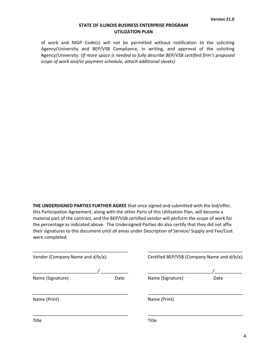 Utilization Plan - State of Illinois Business Enterprise Program for Minorities, Women, and Persons With Disabilities - Illinois, Page 5