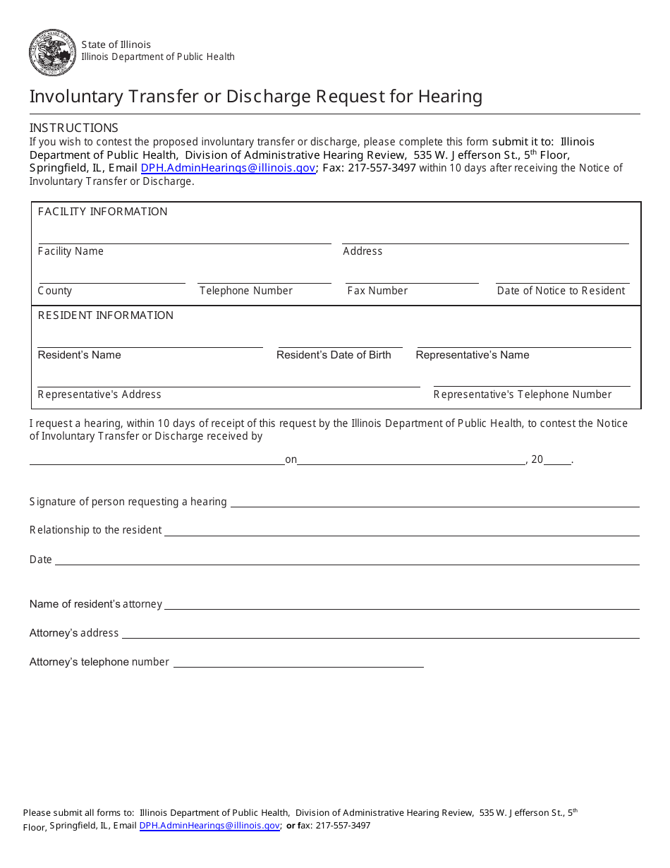 Notice of Involuntary Transfer or Discharge and Opportunity for Hearing for Nursing Home Residents - Illinois, Page 4