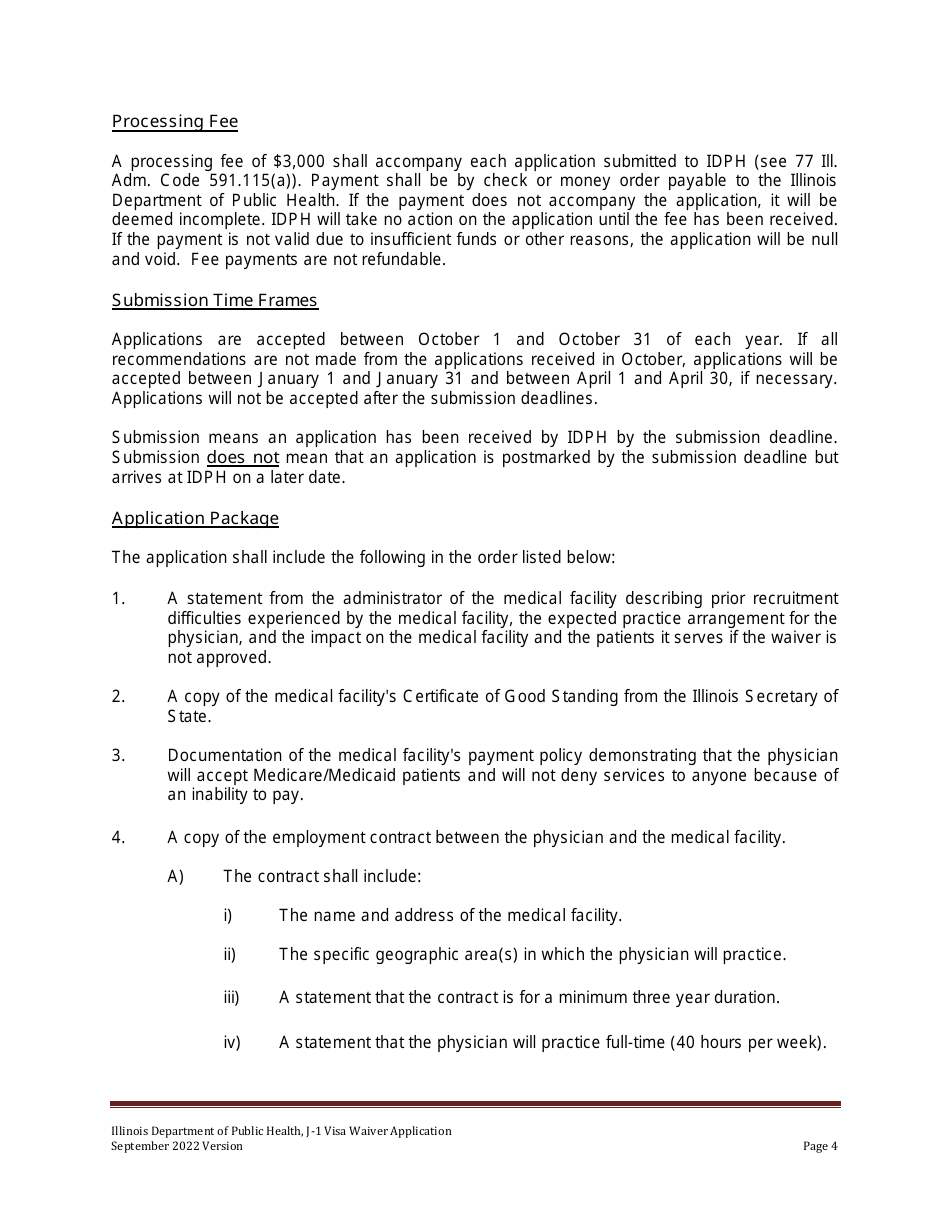 J-1 Visa Waiver Program Application Form - Illinois, Page 4