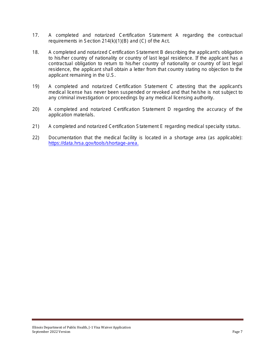 J-1 Visa Waiver Program Application Form - Illinois, Page 7
