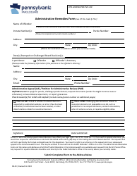 Form PB40 Administrative Remedies Form - Pennsylvania