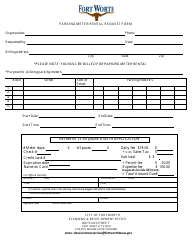 Document preview: Parking Meter Rental Request Form - City of Fort Worth, Texas
