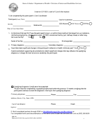 Form IDD-10 Interim Icf/Iid Level of Care Information - Alaska