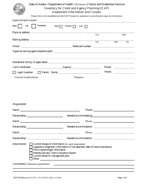 Form IDD-03  Printable Pdf