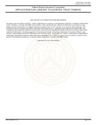 Document preview: FDIC Form 6200/09 Application for Consent to Exercise Trust Powers