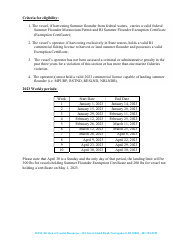 Summer Flounder Winter Aggregate Landing Program Application Form - Rhode Island, Page 2