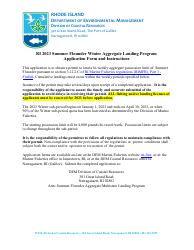 Document preview: Summer Flounder Winter Aggregate Landing Program Application Form - Rhode Island, 2023