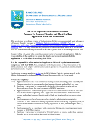 Cooperative Multi-State Possession Pilot Program for Summer Flounder and Black Sea Bass Application Form - Rhode Island