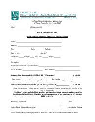 Document preview: Non-commercial Lobster Pot License & Diver License - Rhode Island