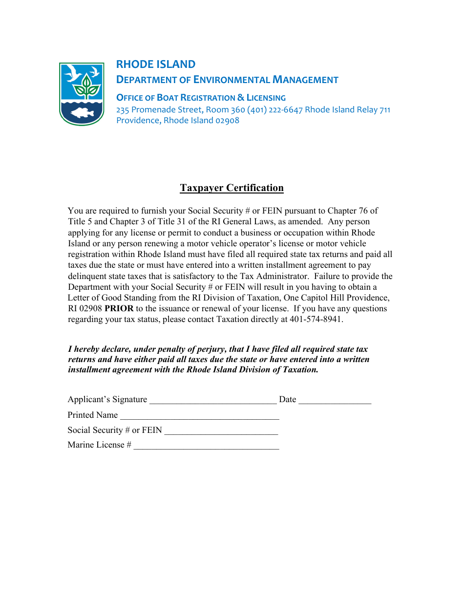 Ri Party  Charter Vessel License Applicaton - Rhode Island, Page 7