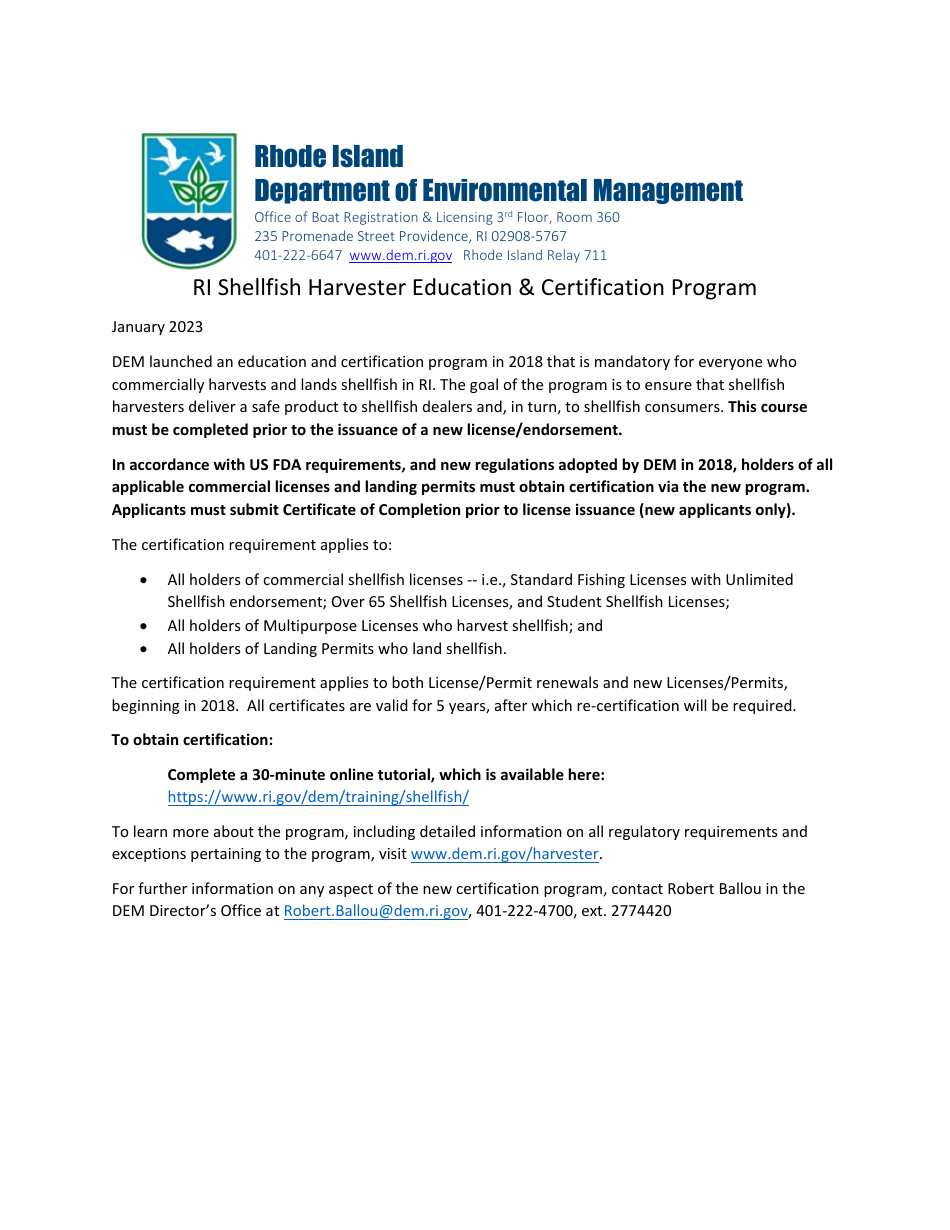 Resident Standard Fishing License Application - Rhode Island, Page 2