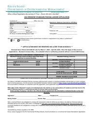 Document preview: Resident Standard Fishing License Application - Rhode Island