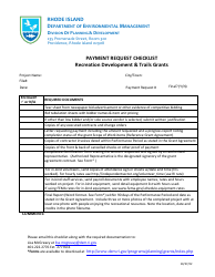 Document preview: Payment Request Checklist - Recreation Development & Trails Grants - Rhode Island