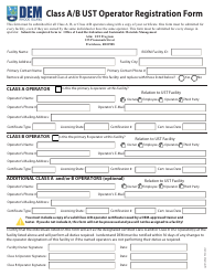 Rhode Island Class A/B Ust Operator Registration Form Download Fillable ...