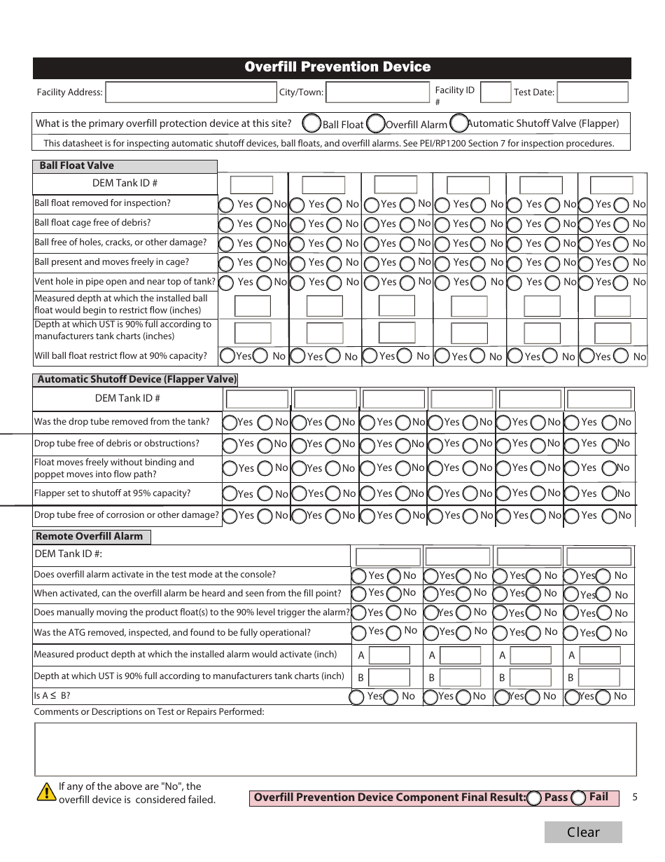 Standardized Annual Testing Form for Ust Systems - Rhode Island, Page 5