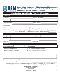 Document preview: Standardized Annual Testing Form for Ust Systems - Rhode Island
