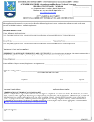 Document preview: Supplemental Document: Additional Applicant Information and Certification - Rhode Island