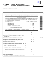 Form D-400 Schedule A N.c. Itemized Deductions - North Carolina, Page 2