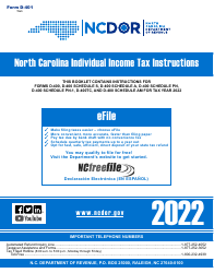 Document preview: Instructions for Form D-400, D-400TC Schedule A, AM, PN, PN-1, S - North Carolina