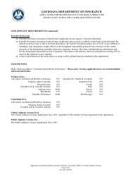 Application for Business Entity Insurance Producer, Consultant, Public or Claims Adjuster License - Louisiana, Page 2