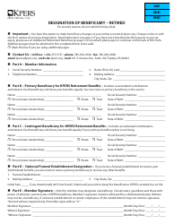 Form KPERS-7/99R Designation of Beneficiary - Retired - Kansas