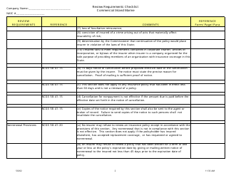 Review Requirements Checklist - Commercial Inland Marine - North Carolina, Page 2