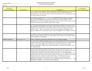 Review Requirements Checklist - Commercial Inland Marine - North Carolina, Page 3