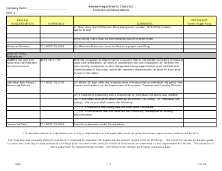 Review Requirements Checklist - Commercial Inland Marine - North Carolina, Page 9