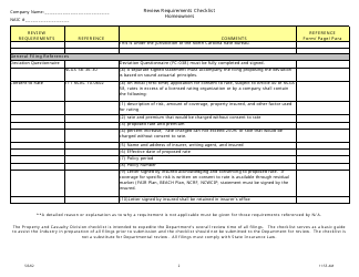 Review Requirements Checklist - Homeowners - North Carolina, Page 2