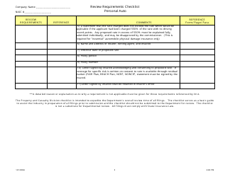 Review Requirements Checklist - Personal Auto - North Carolina, Page 3