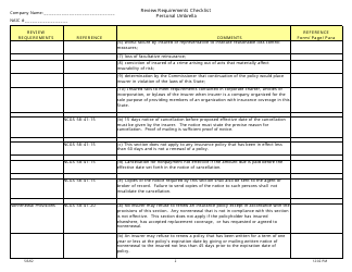 Review Requirements Checklist - Personal Umbrella - North Carolina, Page 2