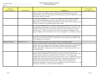 Review Requirements Checklist - Personal Umbrella - North Carolina, Page 3