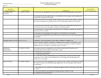 Review Requirements Checklist - Personal Umbrella - North Carolina, Page 5