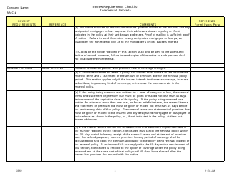 Review Requirements Checklist - Commercial Umbrella - North Carolina, Page 3