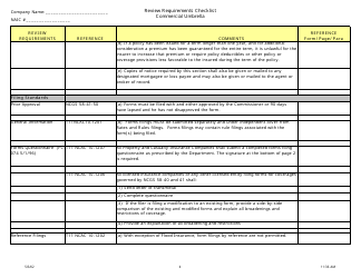 Review Requirements Checklist - Commercial Umbrella - North Carolina, Page 4