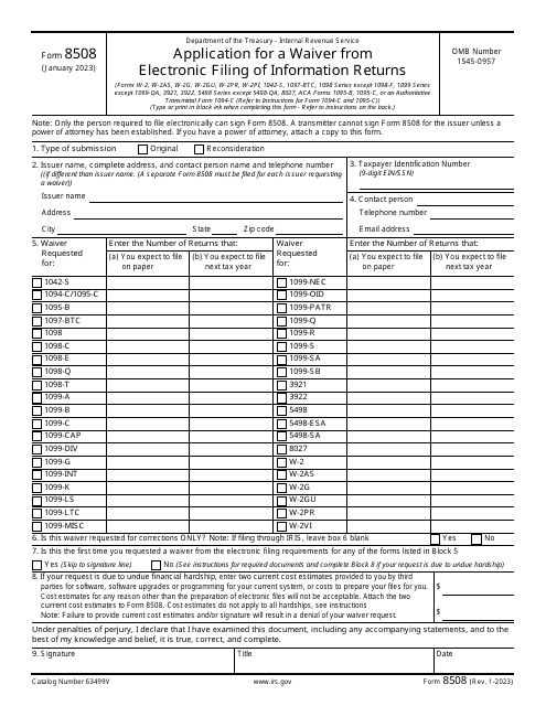 IRS Form 8508  Printable Pdf