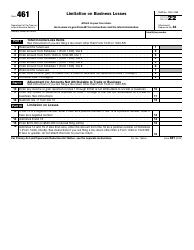 Document preview: IRS Form 461 Limitation on Business Losses