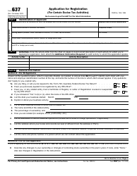 Document preview: IRS Form 637 Application for Registration (For Certain Excise Tax Activities)