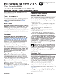 Instructions for IRS Form 943-A Agricultural Employer&#039;s Record of Federal Tax Liability