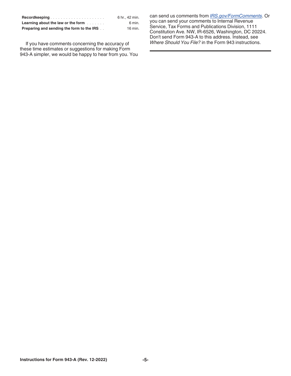 Instructions for IRS Form 943-A Agricultural Employers Record of Federal Tax Liability, Page 5