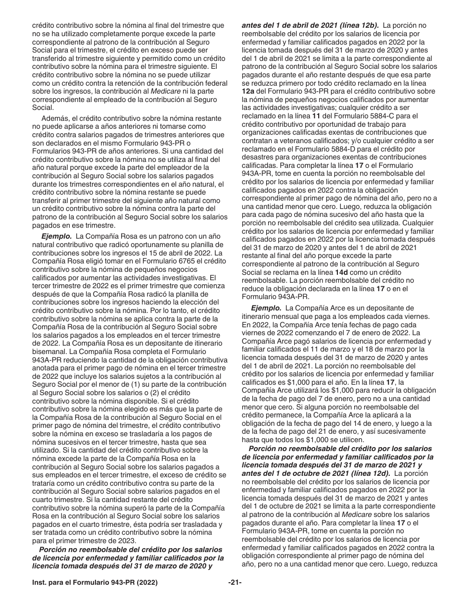 Instrucciones para IRS Formulario 943-PR Planilla Para La Declaracion Anual De La Contribucion Federal Del Patrono De Empleados Agricolas (Puerto Rican Spanish), Page 21
