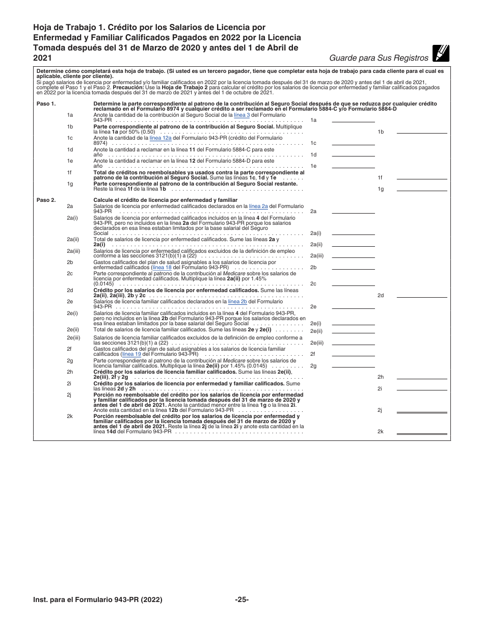 Instrucciones para IRS Formulario 943-PR Planilla Para La Declaracion Anual De La Contribucion Federal Del Patrono De Empleados Agricolas (Puerto Rican Spanish), Page 25