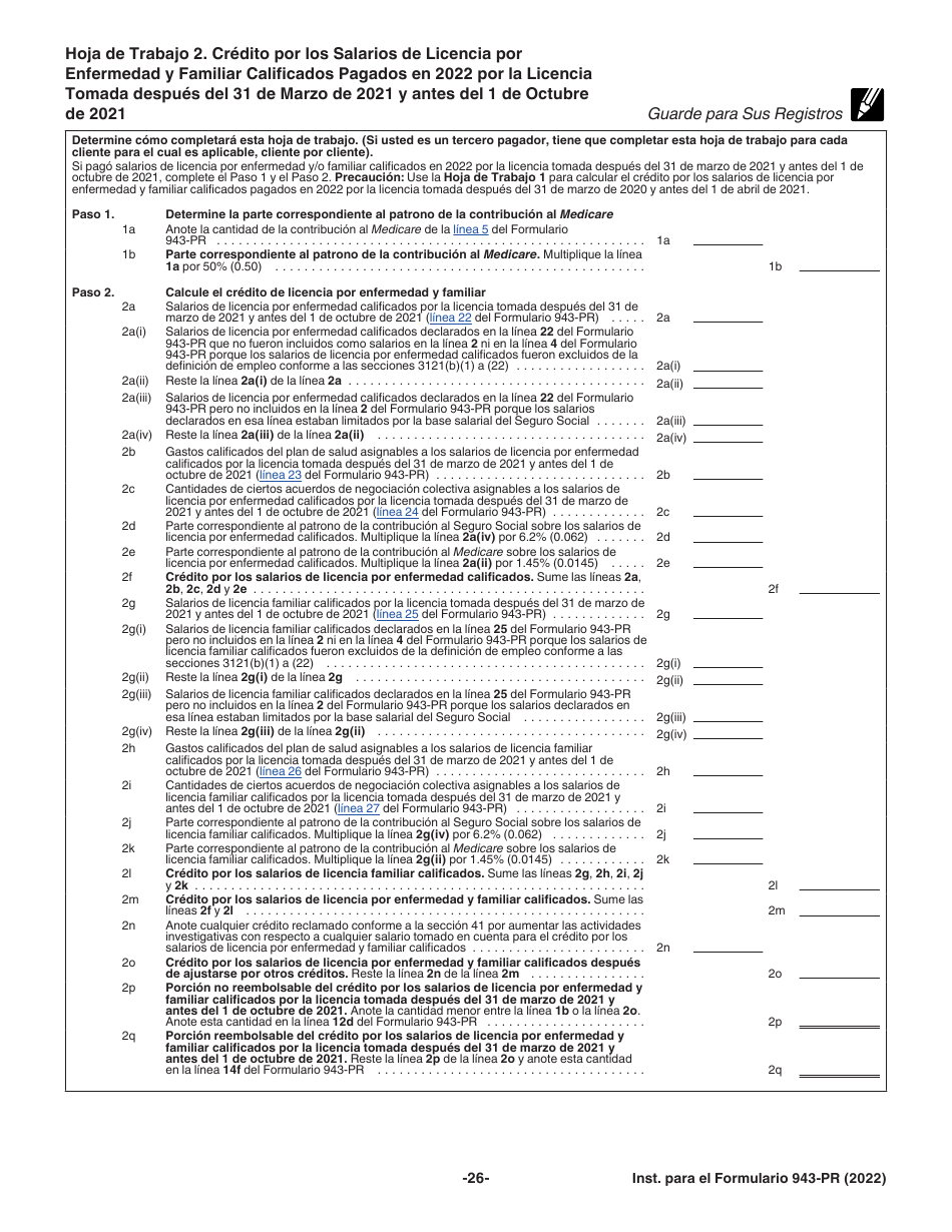 Instrucciones para IRS Formulario 943-PR Planilla Para La Declaracion Anual De La Contribucion Federal Del Patrono De Empleados Agricolas (Puerto Rican Spanish), Page 26