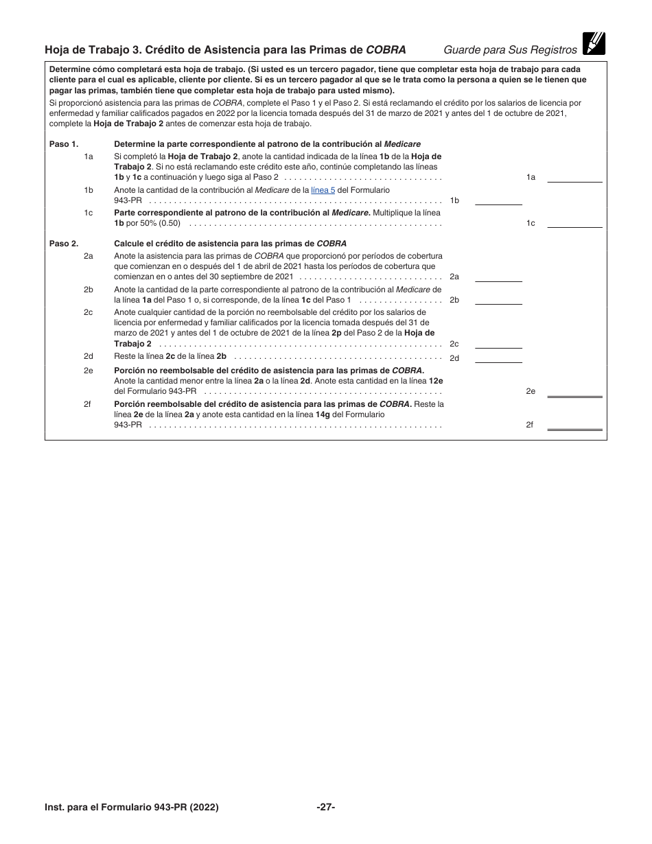 Instrucciones para IRS Formulario 943-PR Planilla Para La Declaracion Anual De La Contribucion Federal Del Patrono De Empleados Agricolas (Puerto Rican Spanish), Page 27