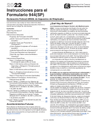 Document preview: Instrucciones para IRS Formulario 944(SP) Declaracion Federal Anual De Impuestos Del Patrono O Empleador (Spanish)