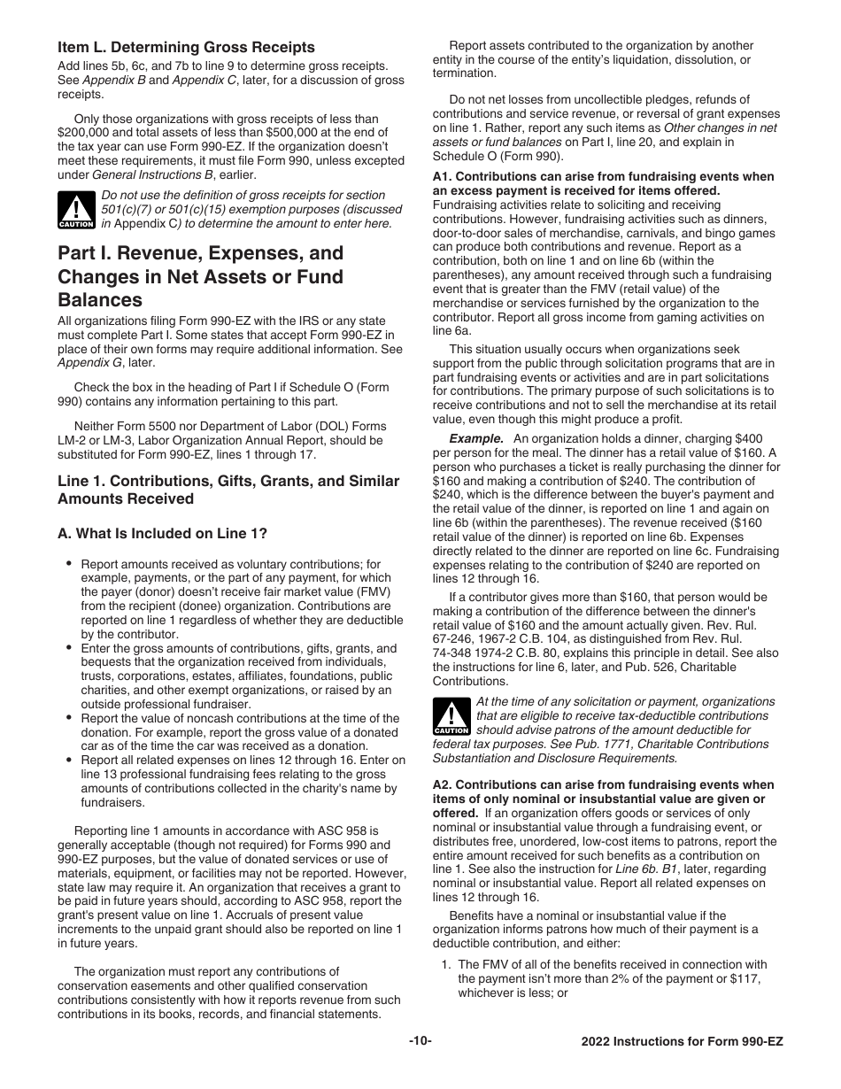 Instructions for IRS Form 990-EZ Short Form Return of Organization Exempt From Income Tax, Page 10