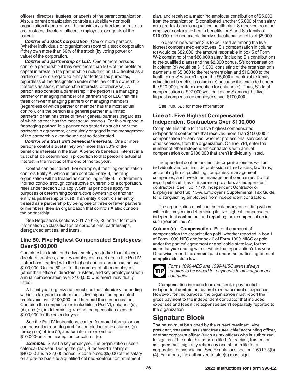 Instructions for IRS Form 990-EZ Short Form Return of Organization Exempt From Income Tax, Page 26