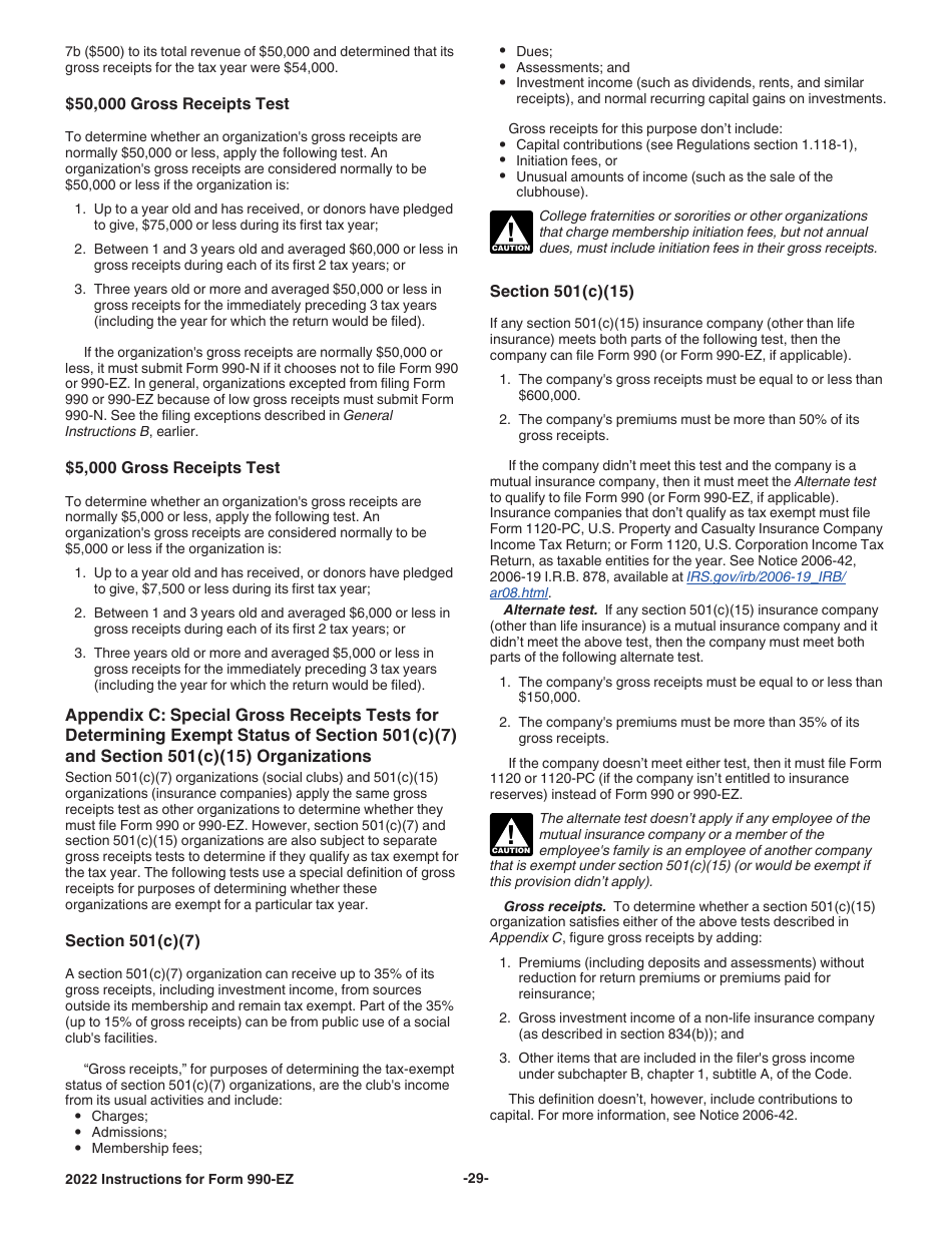 Instructions for IRS Form 990-EZ Short Form Return of Organization Exempt From Income Tax, Page 29