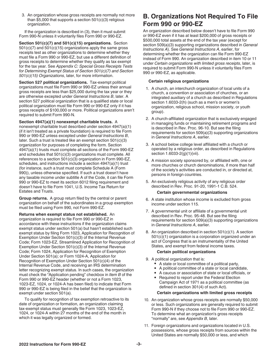 Instructions for IRS Form 990-EZ Short Form Return of Organization Exempt From Income Tax, Page 3